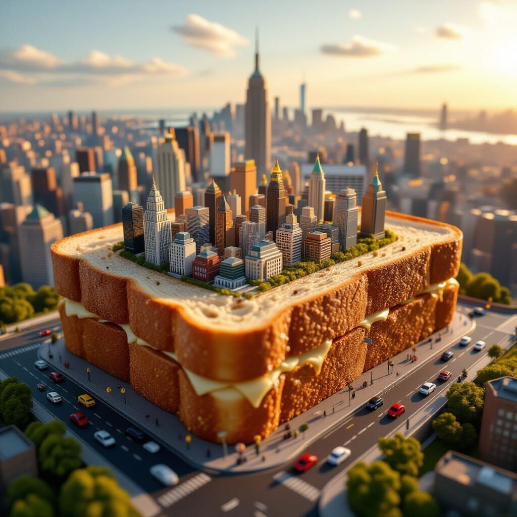 Cityscape Built on Giant Bread Slice