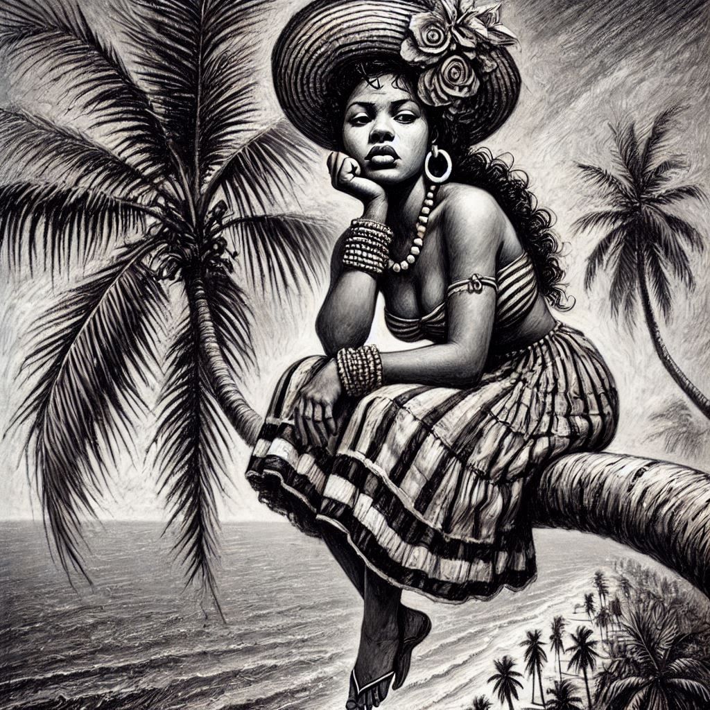 My Charcoal Drawing Series Tropical Girl