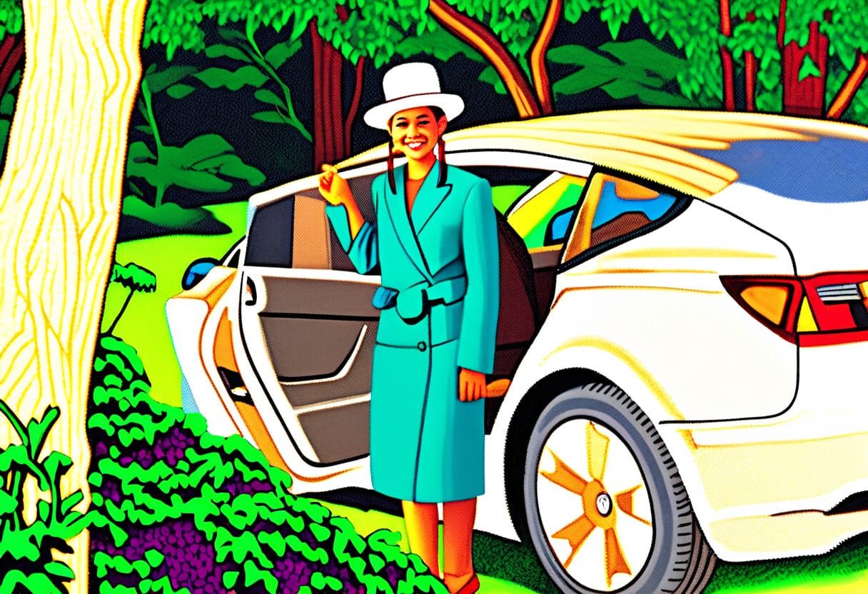 Vibrant Summer Scene in a Whimsical Style