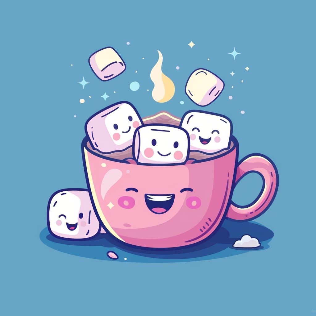 cute kawaii hot cocoa