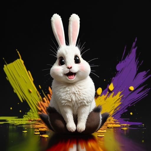 A cute adorable funny fluffy crazy wacky bunny with huge bea...