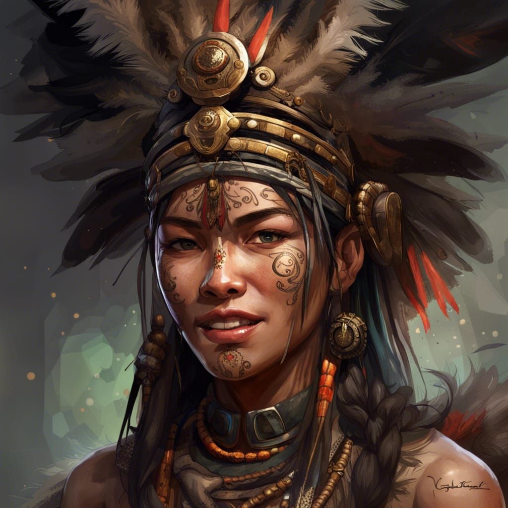 Dayak tribe's Maiden, Borneo - AI Generated Artwork - NightCafe Creator