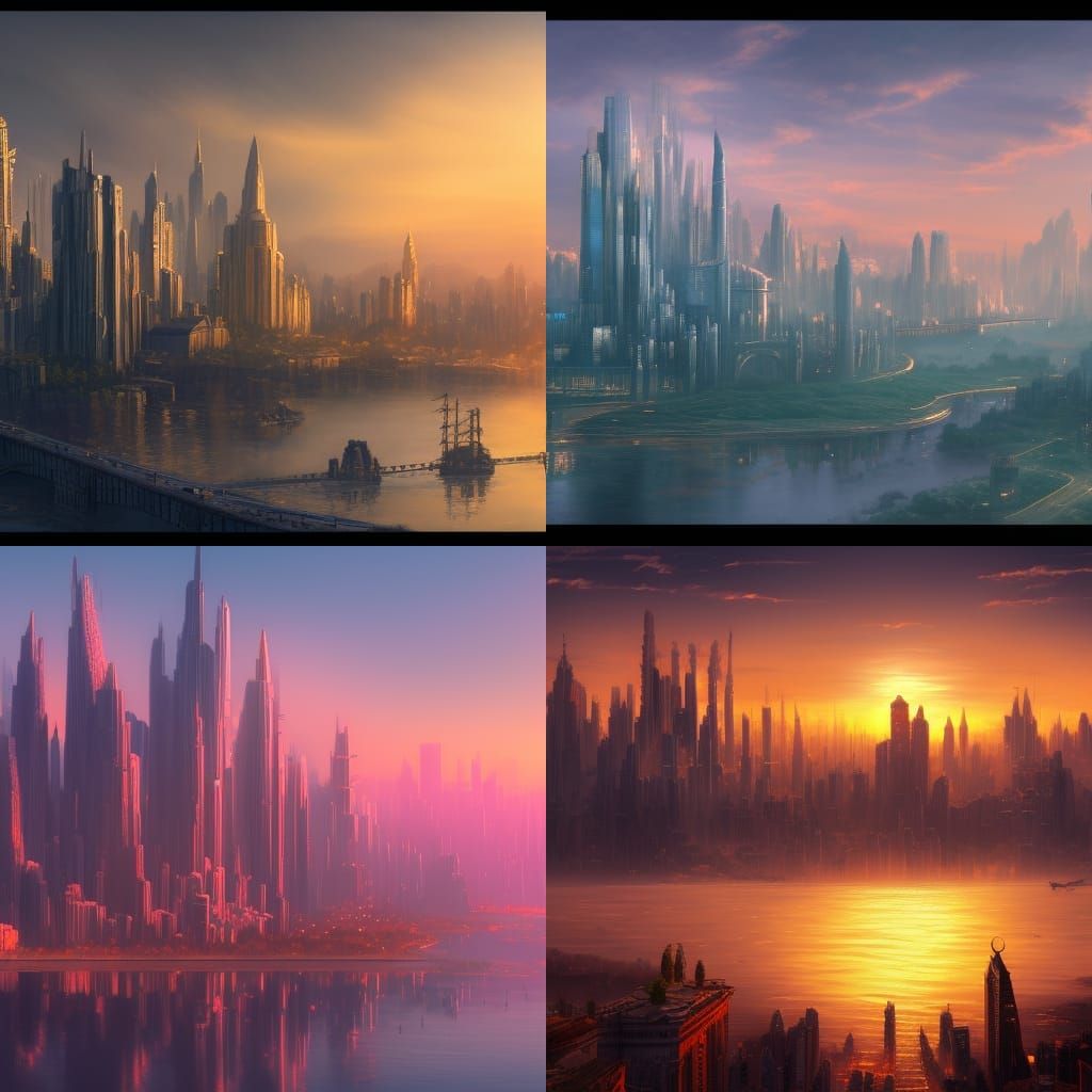City Skyline across the river at sunset