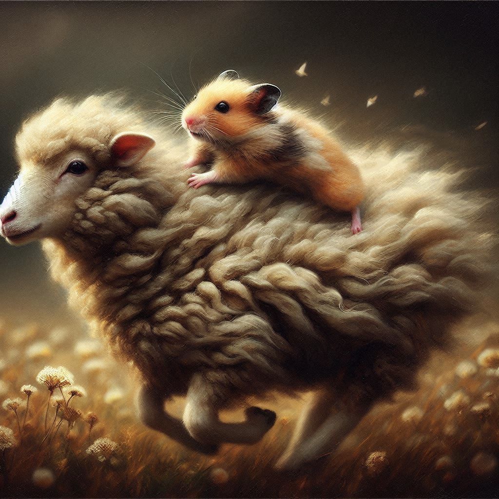 Racing sheep with hamster (2)