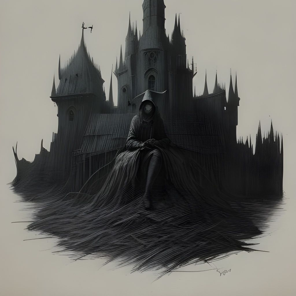 witch and her victim, inspired by Zdzisław Beksiński's art s...