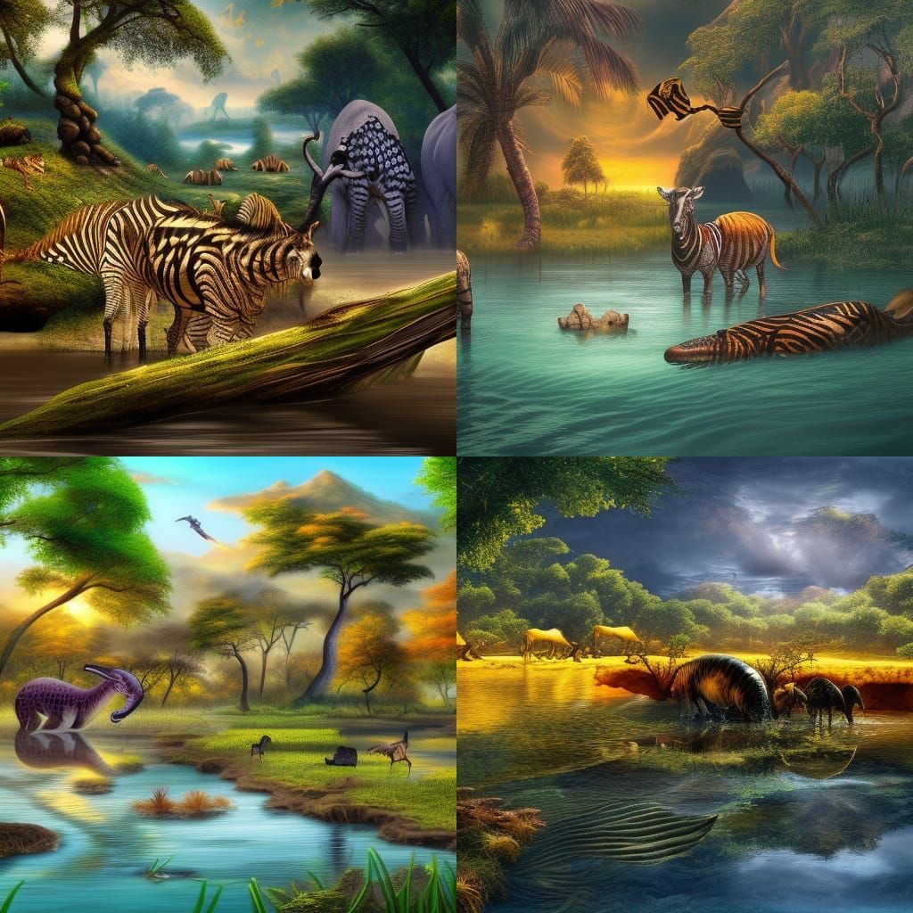 Zebra and crocodile