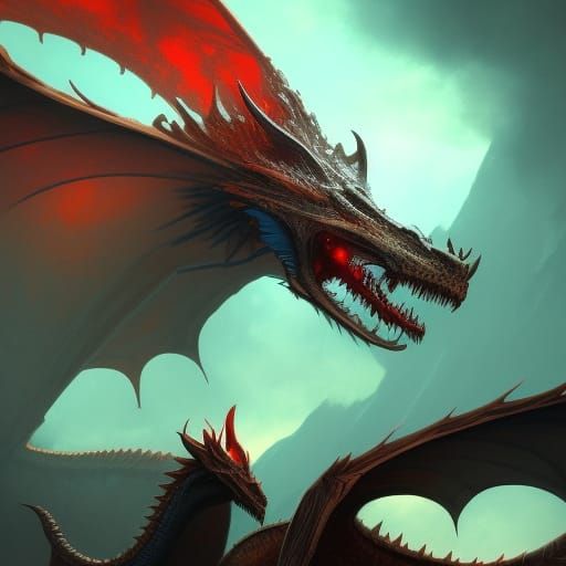 Dragon with a split jaw that’s bluey red - AI Generated Artwork ...