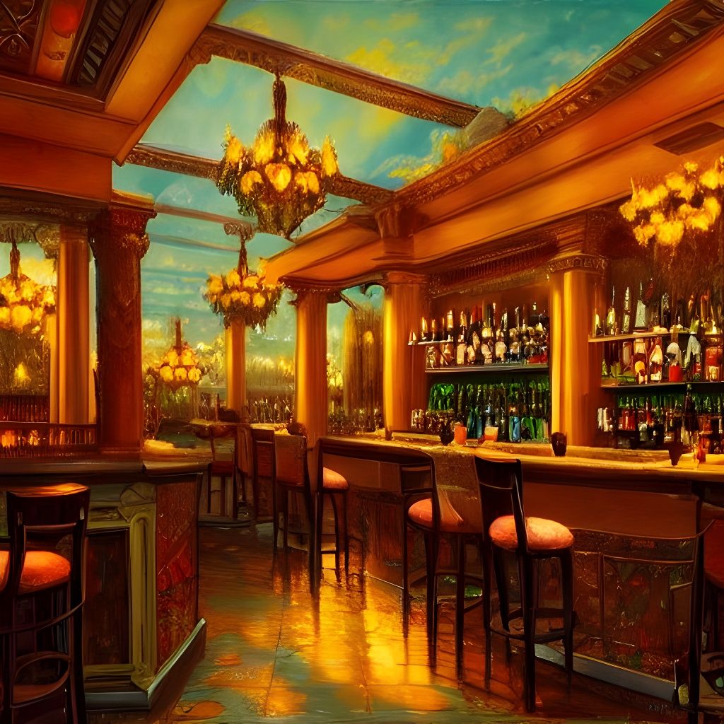 Chique cocktail bar in the city of Olympus - AI Generated Artwork ...