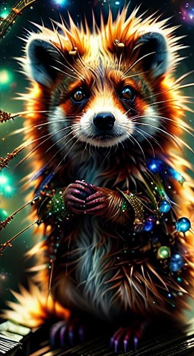 <lora:The Style:1.0> Create cute little fluffy cuddly adorable, lovely furry Hedgehog Fox Hybrid Bird  complex Intricate Digital Scenic Hype...