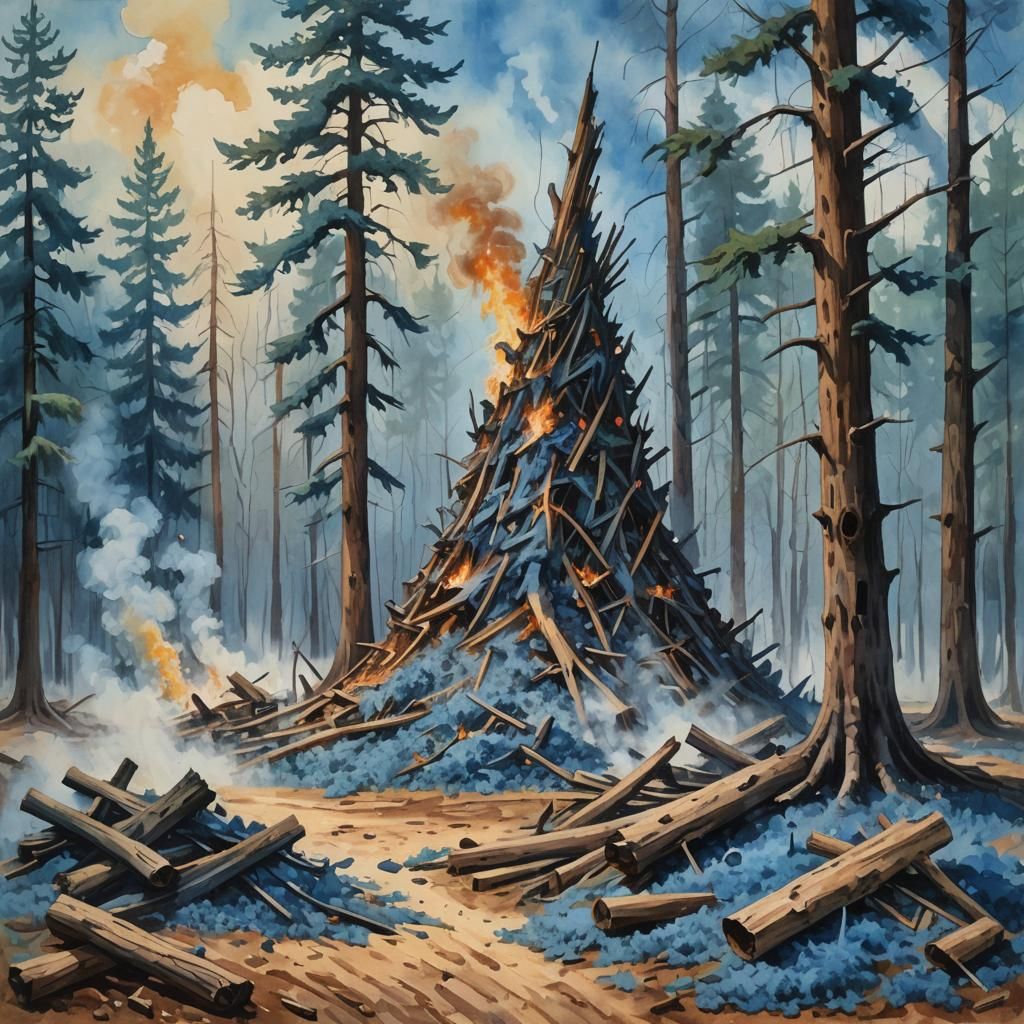 Smoke from the pyramidal sawdust pile
   Curls up, blue ghos...