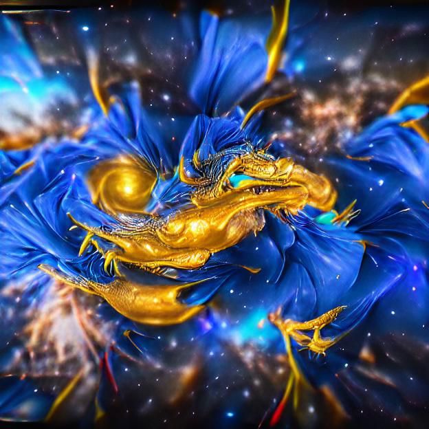 Gold blue dragon cosmos 8k resolution beautiful - AI Generated Artwork -  NightCafe Creator