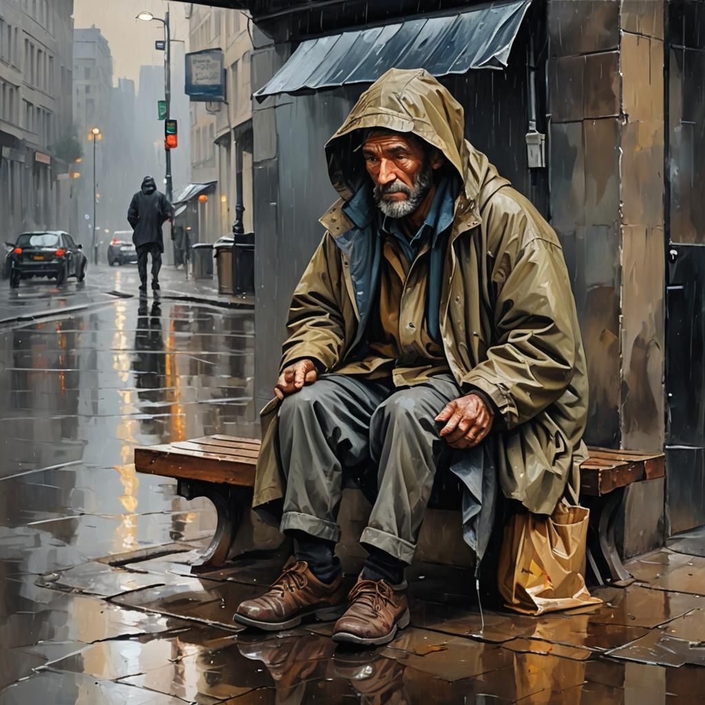    Homeless the rain.  by @Jilldon