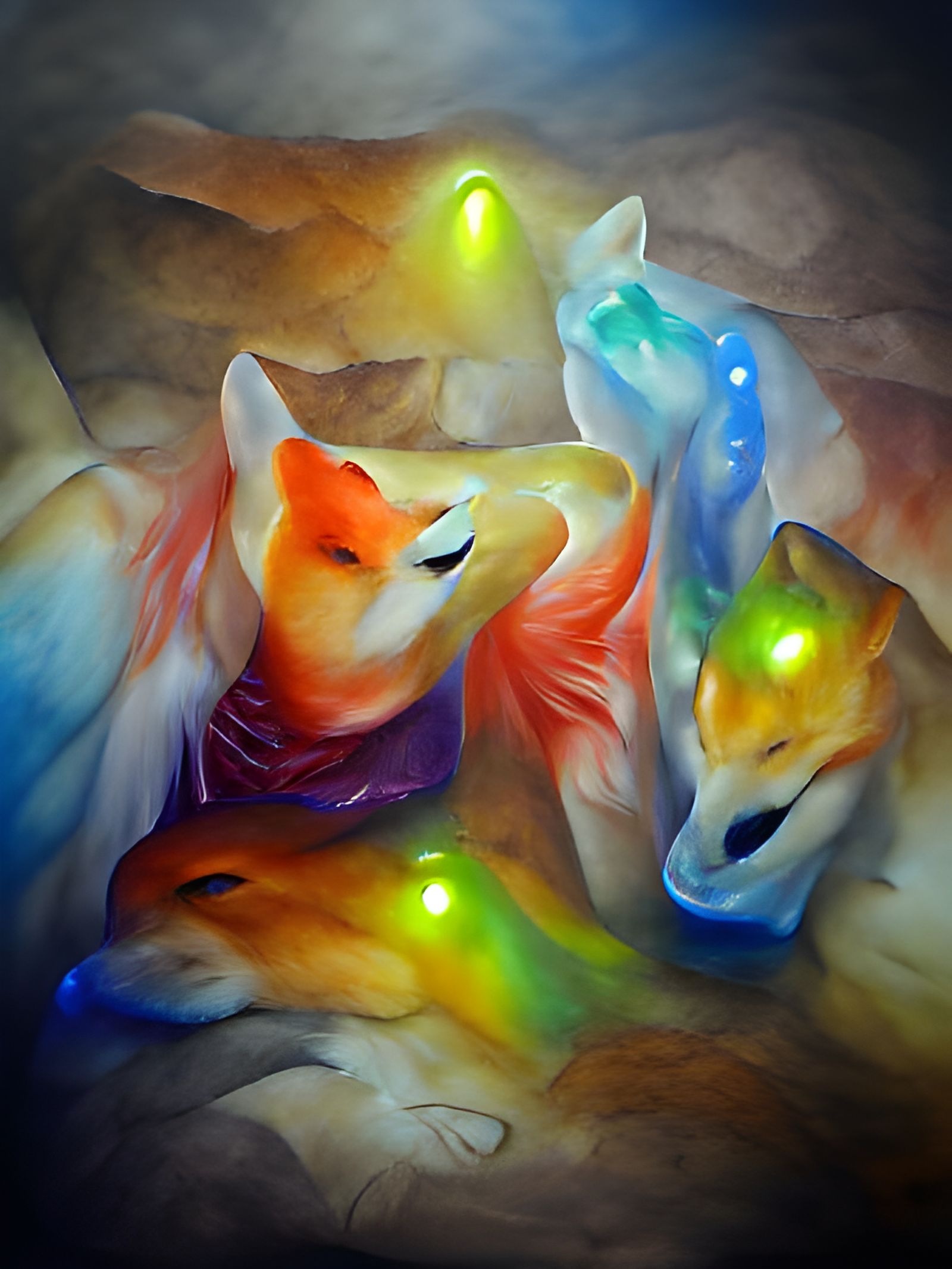 Fox, Kitsune, Vulpine. 8k resolution Behance HD iridescent v...