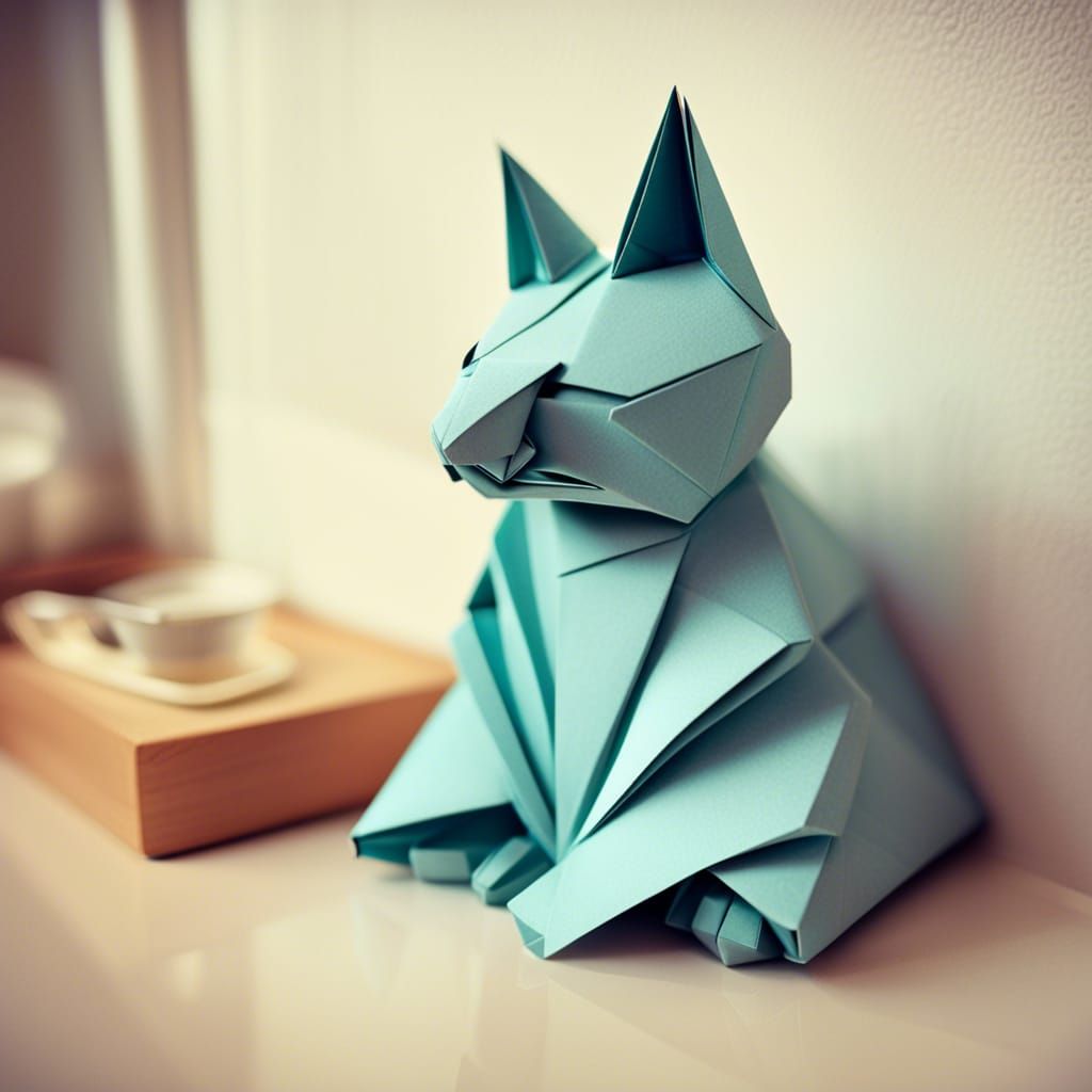 "The Art of Cozy Origami Kitty's Haven" AI Generated Artwork