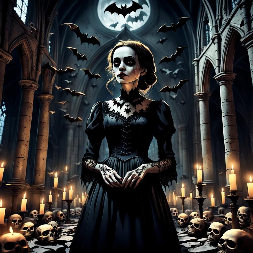 Gothic Woman in Abandoned Church Digital Art