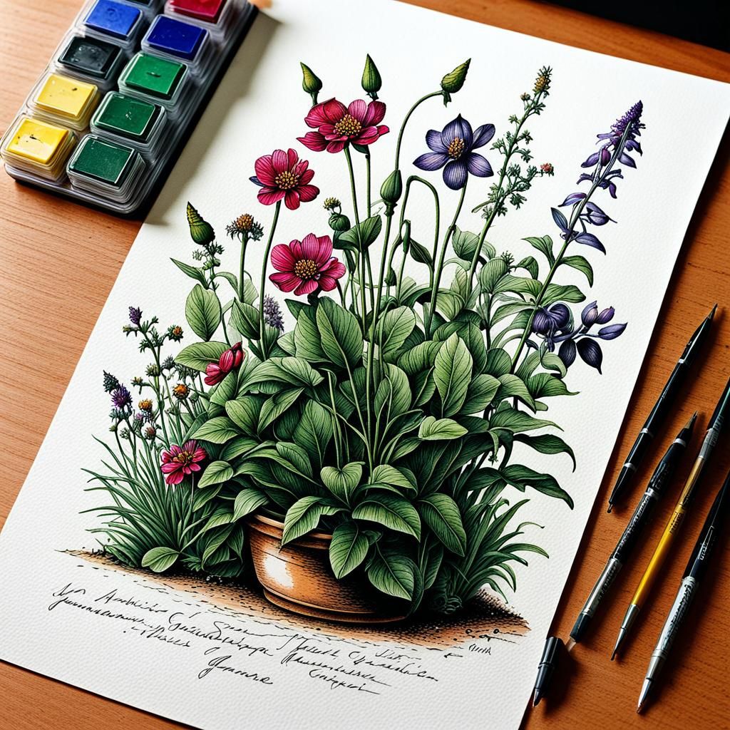 INK DRAWING - PLANTS