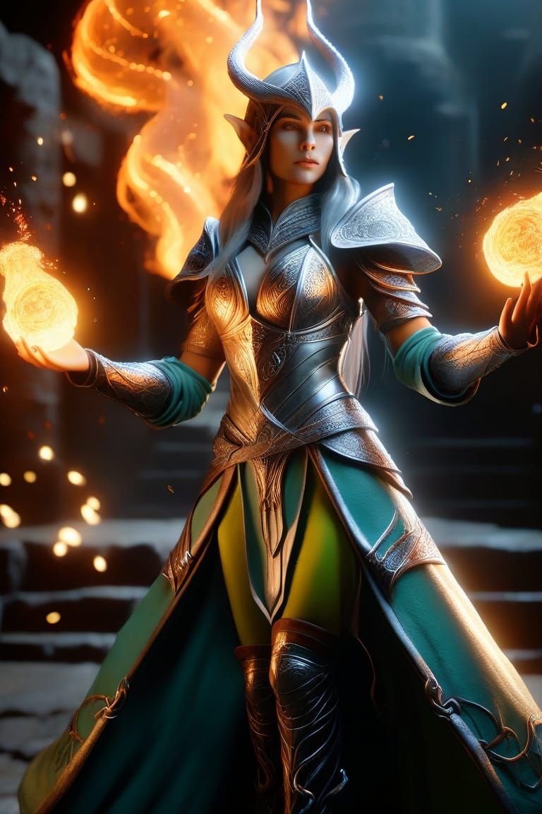Elven Sorceress Izmira in Dragon's dungeon V