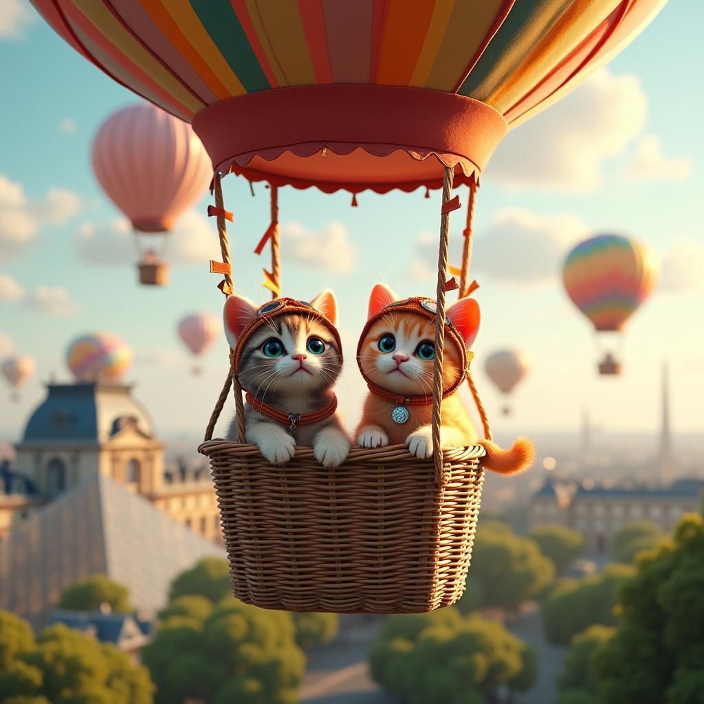 Two impossibly cute kittens with gigantic shimmering eyes and oversized