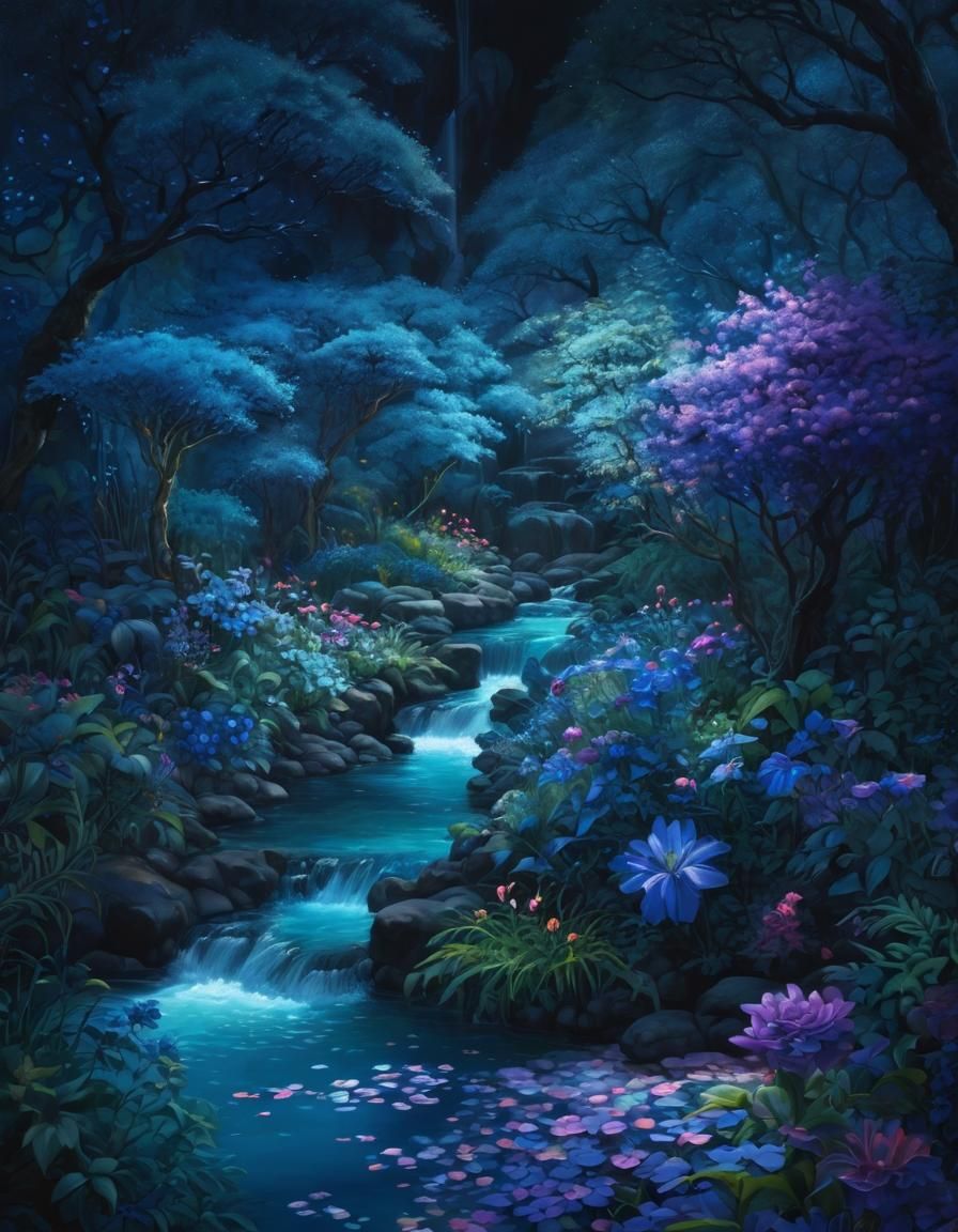 Garden Meadow Forest Night Fantasy