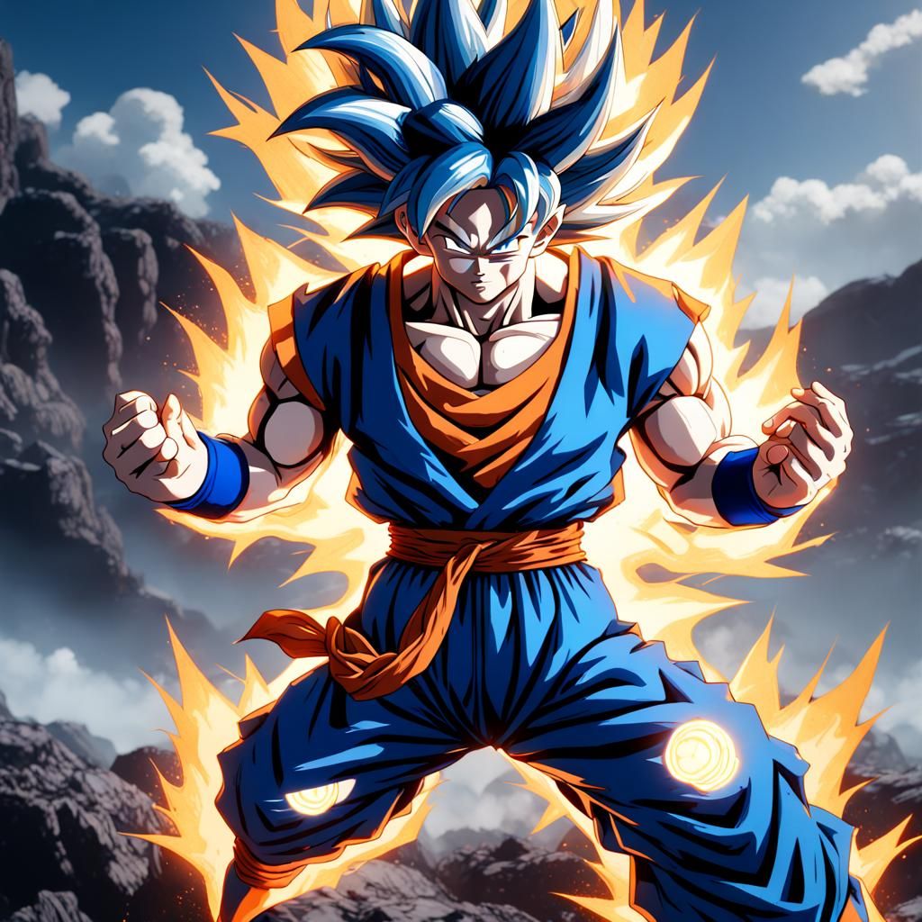 Goku using his blue super saiyan