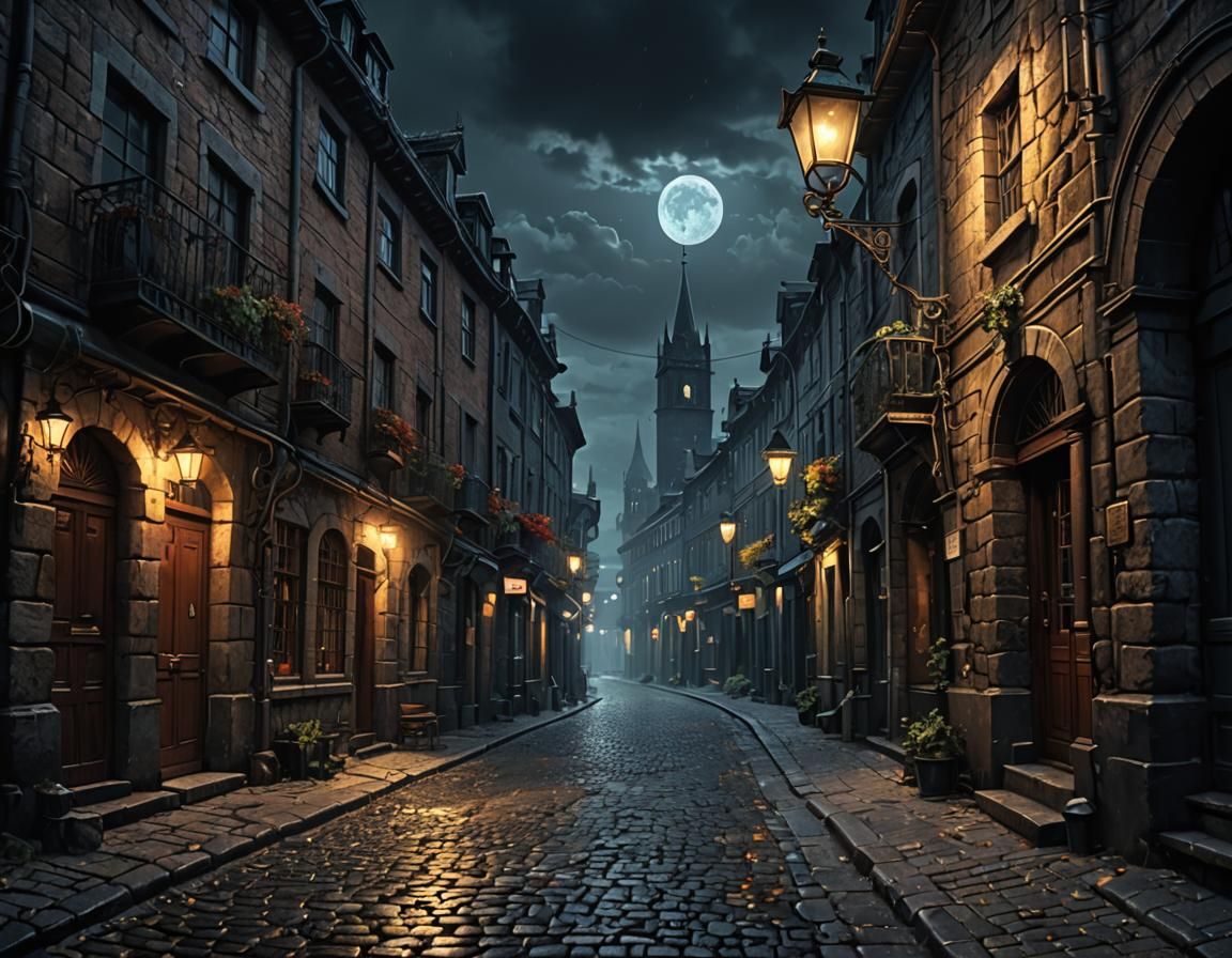 
Narrow streets of cobblestone
