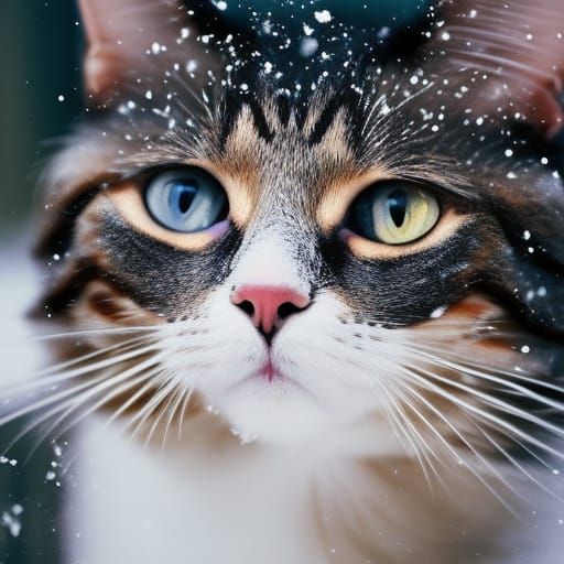 Cat in snow - AI Generated Artwork - NightCafe Creator