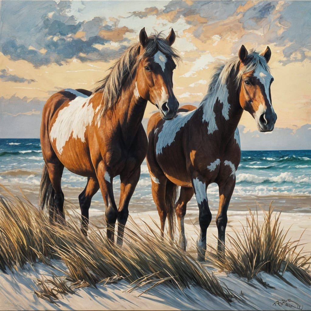 Wild Horses at the Beach  by @tttggg