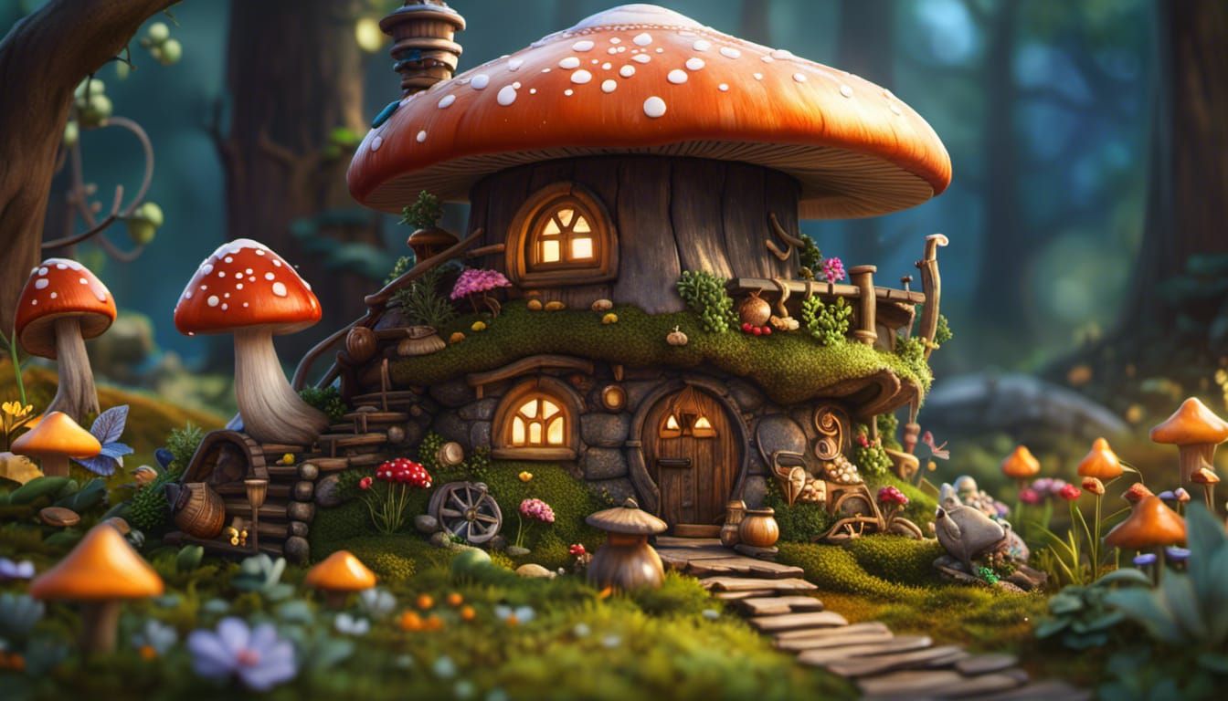 Mushroom Hut - AI Generated Artwork - NightCafe Creator