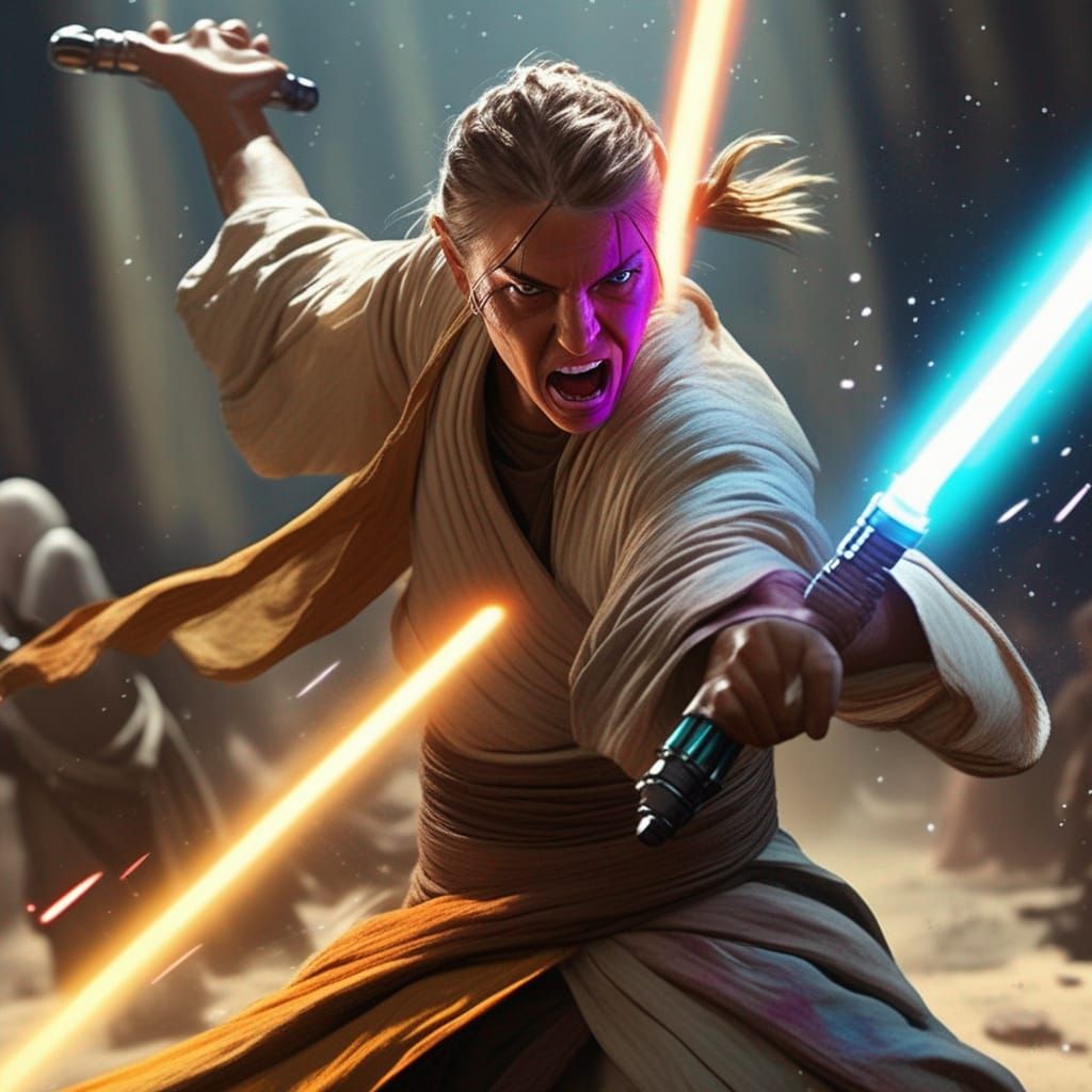 Photorealistic jedi fight - AI Generated Artwork - NightCafe Creator