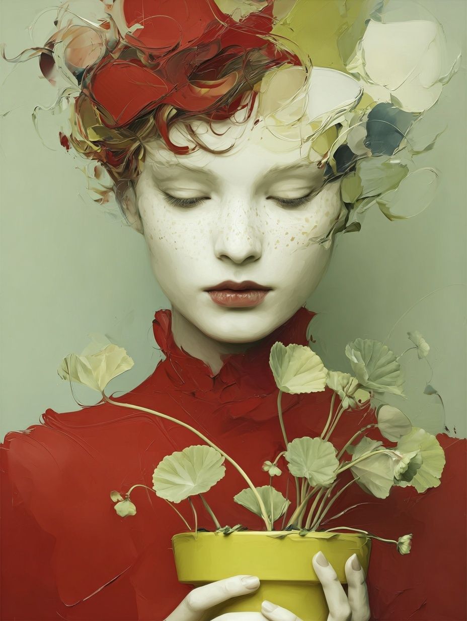 Die kleine Pflanze,  impasto style