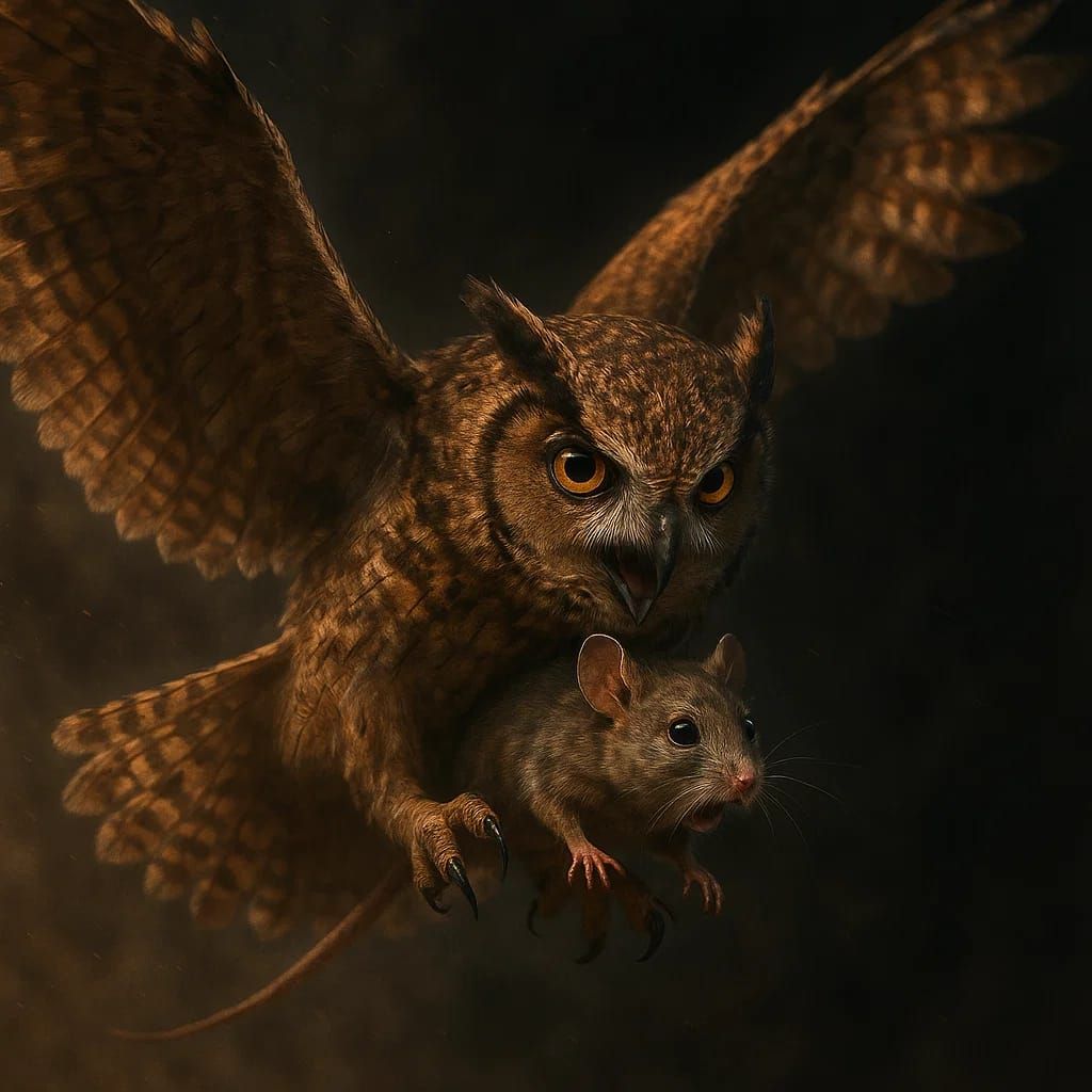 ינשוף טורף עכבר