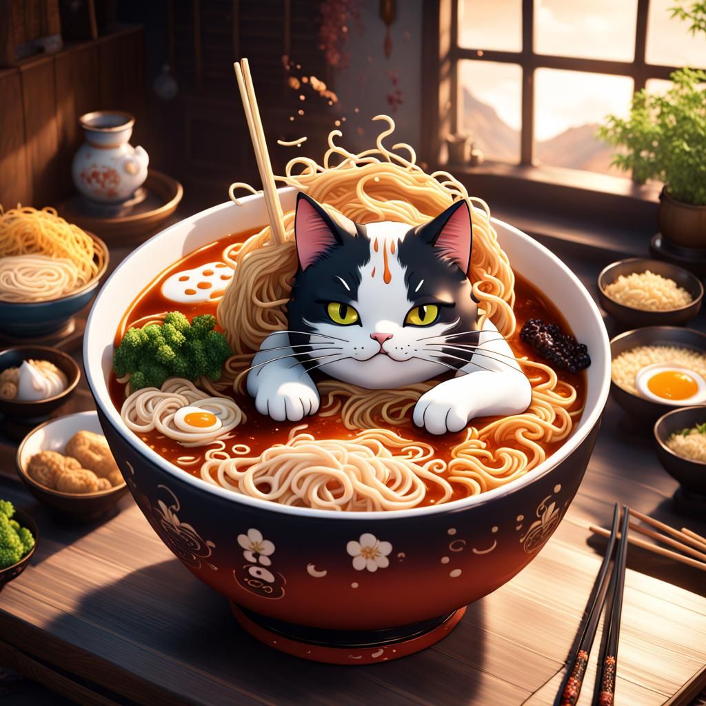 Neko cat bowl of Ramen