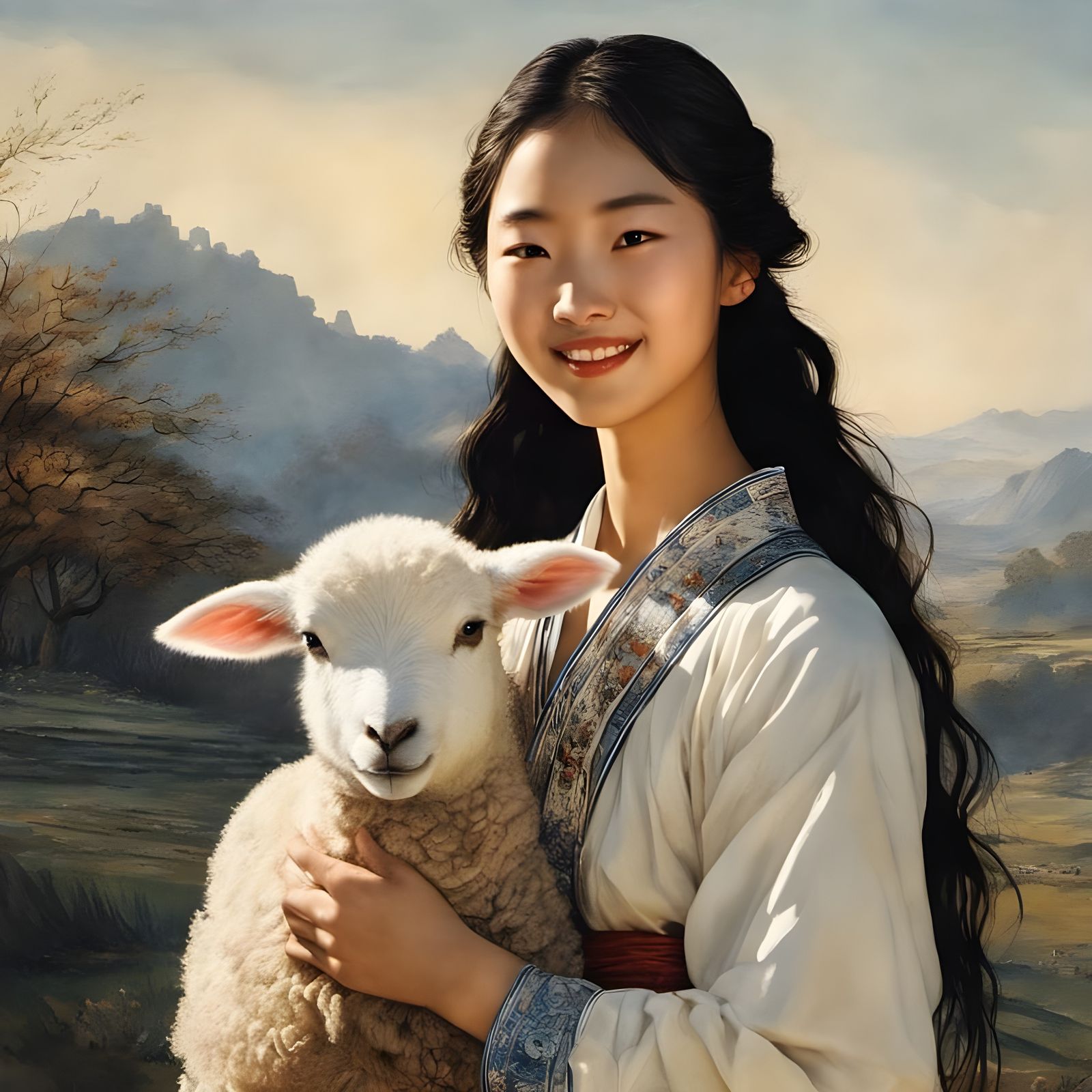 Shepherdess and Lamb