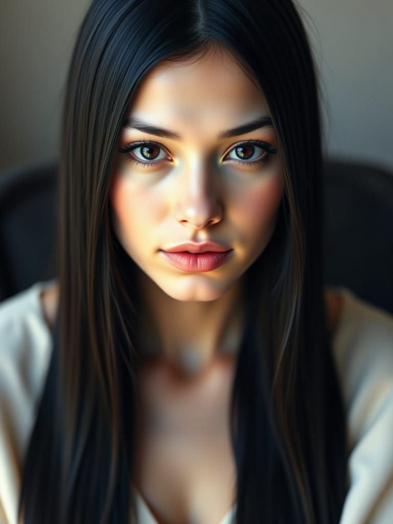 <lora:Boone:1.0> Hyper-realistic portrait of a young, elegant woman with fair skin. She has long, straight <yellow> hair, falling gently ove...