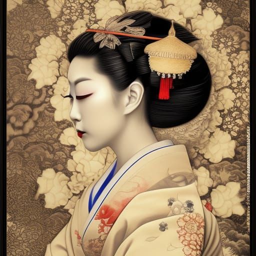 JAPANESE PAINTING HANGING SCROLL JAPAN Old Art Geisha VINAGE BEAUTY Japan  071q