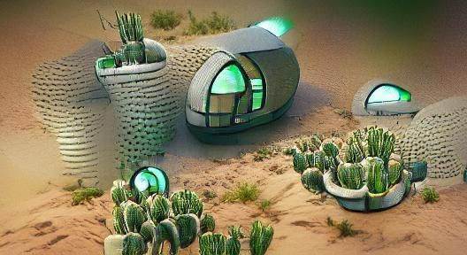 Organic Sci-Fi Cactus Desert Cabin