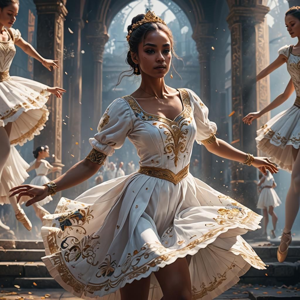Ballet Dancer in White Dress: Fantasy Concept Art