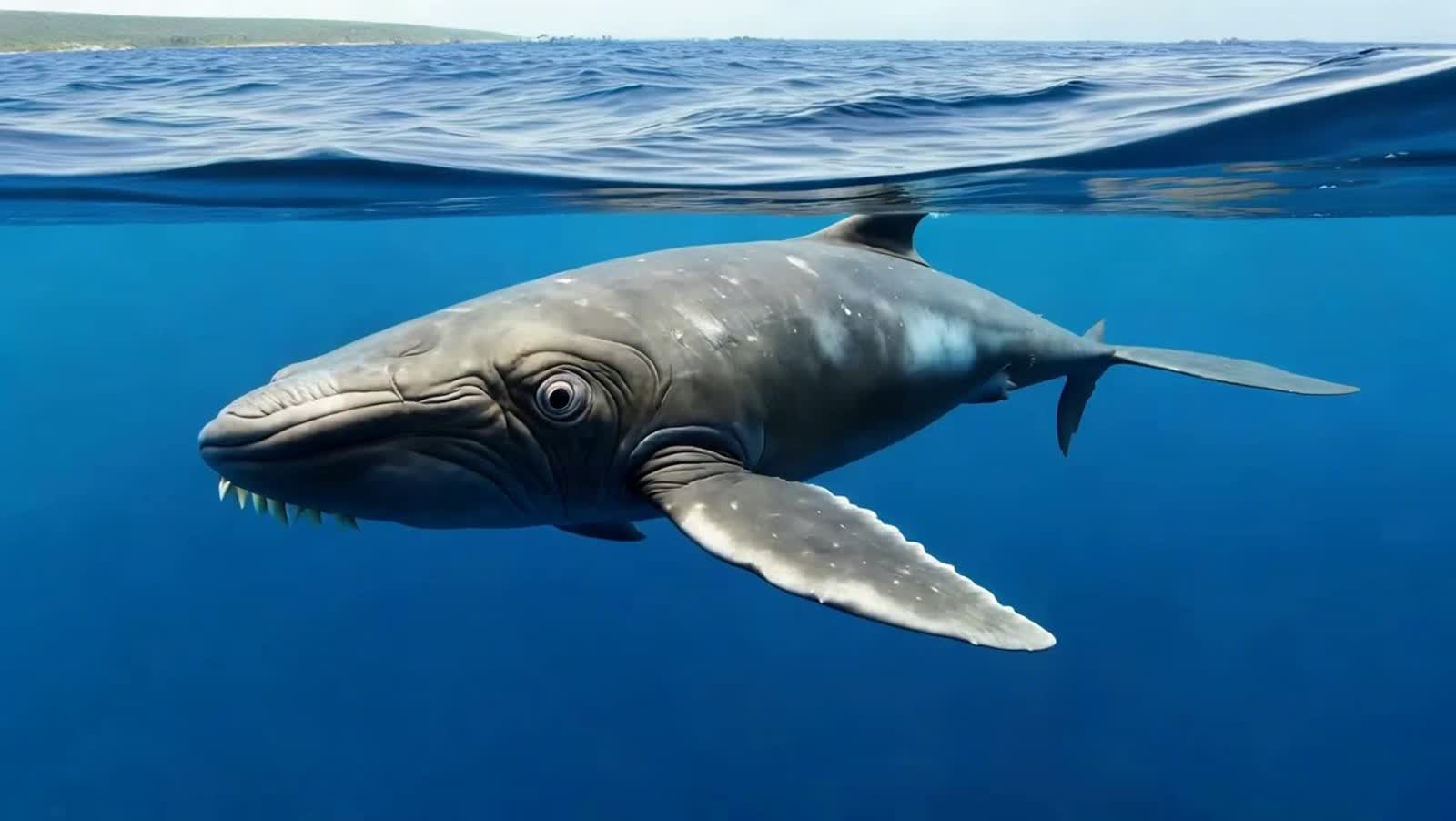 a huge megadon in its natural habitat