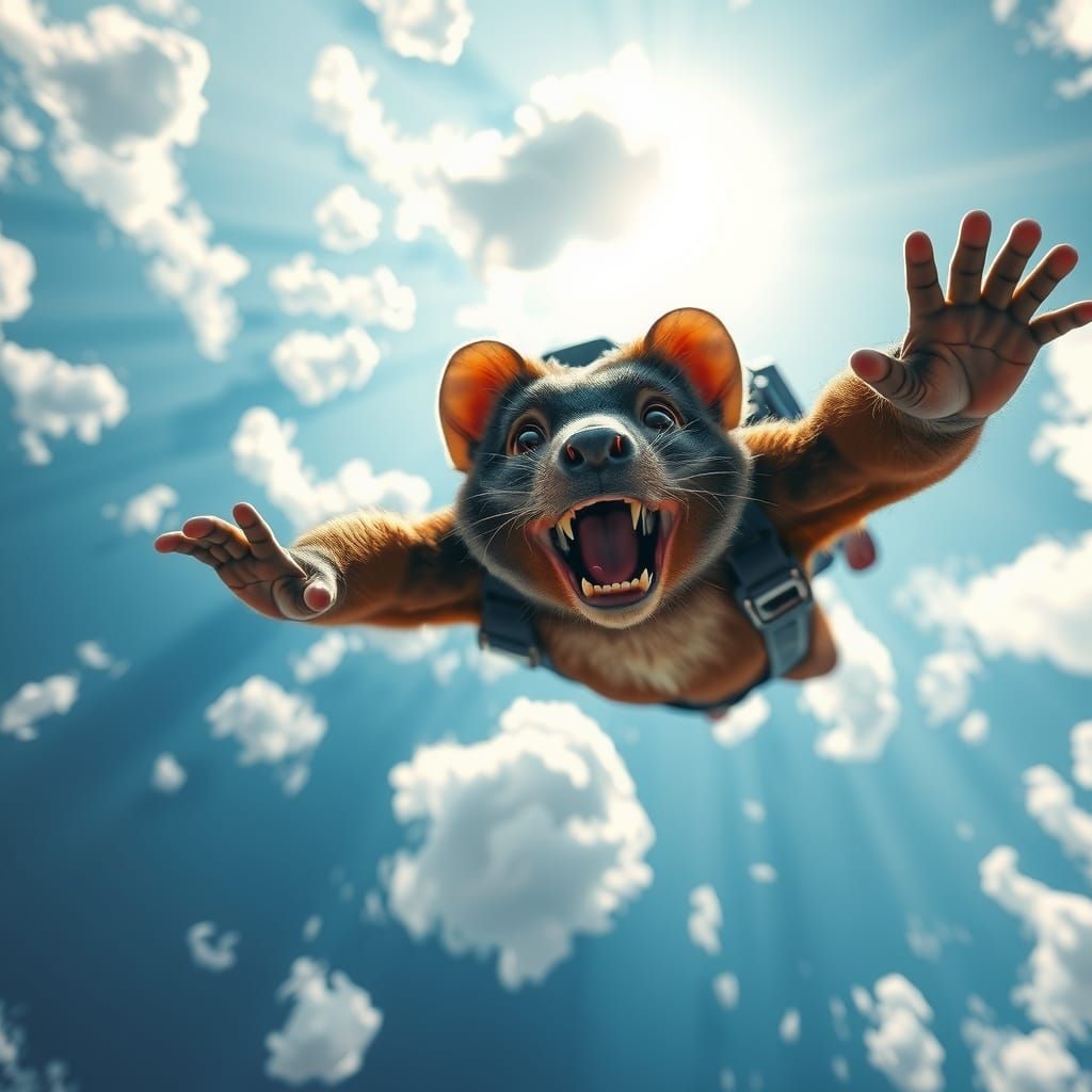 Tasmanian Devil skydiving  by @ByToi