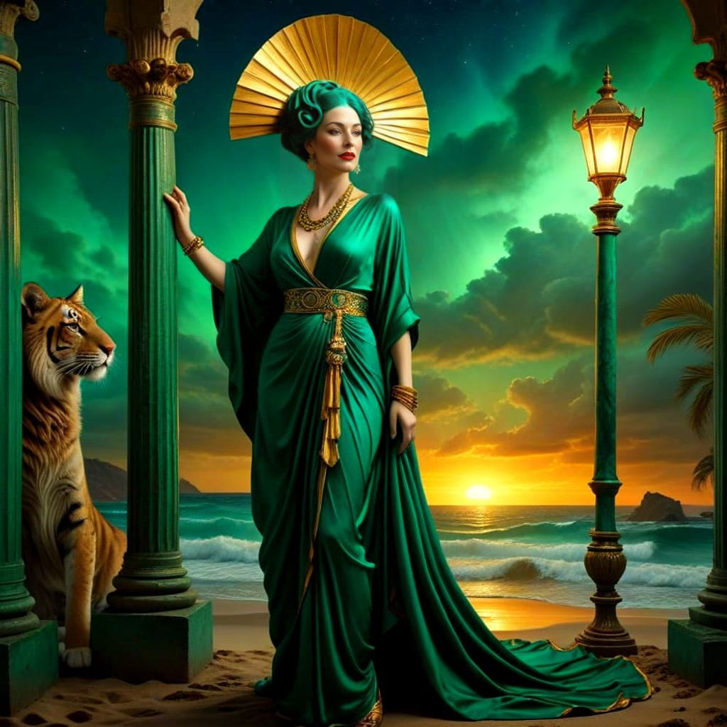 Ethereal Lady in 1920s Ancient Greek Fusion