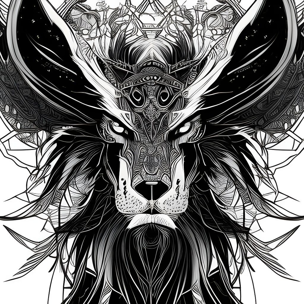 Lion page from "Mystic Animals"  by @AaronJ