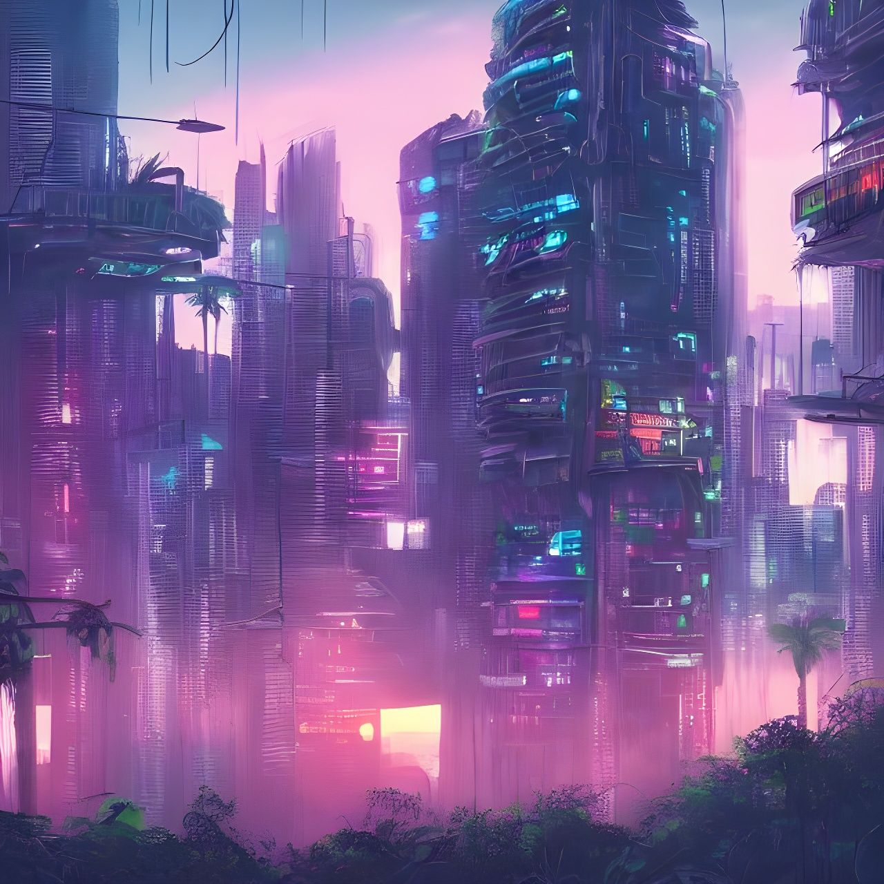 Jungle City Glow - AI Generated Artwork - NightCafe Creator