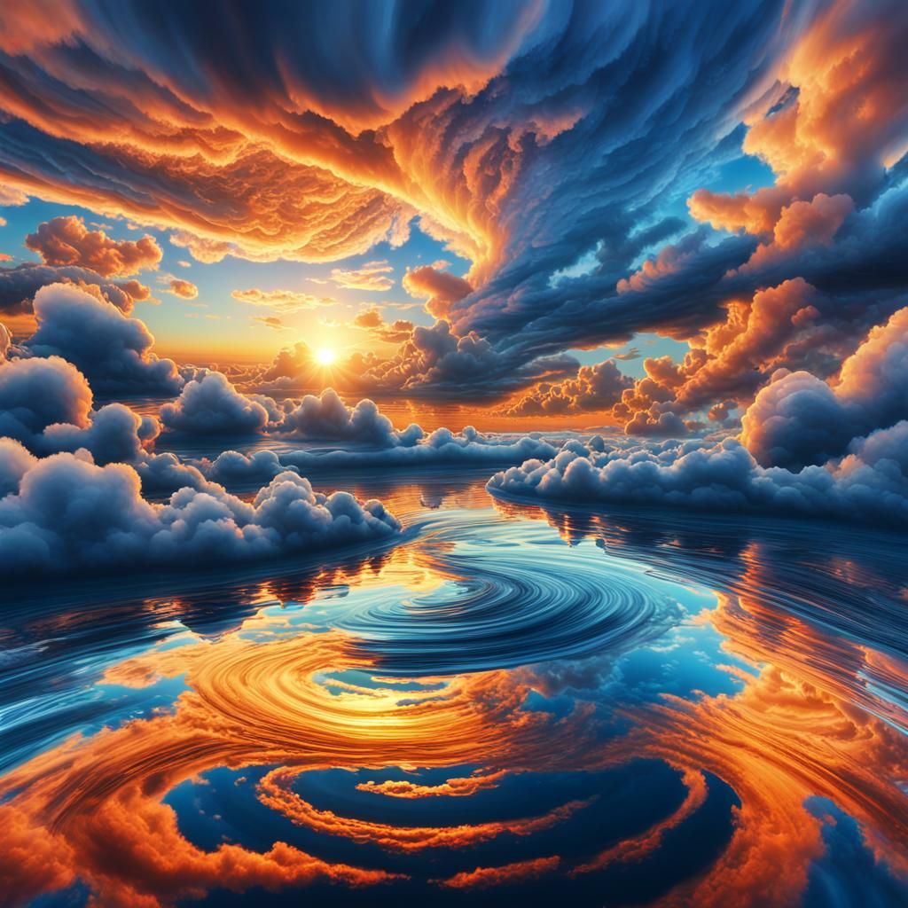 Vibrant Cloudscape Reflects Ecological Footprint