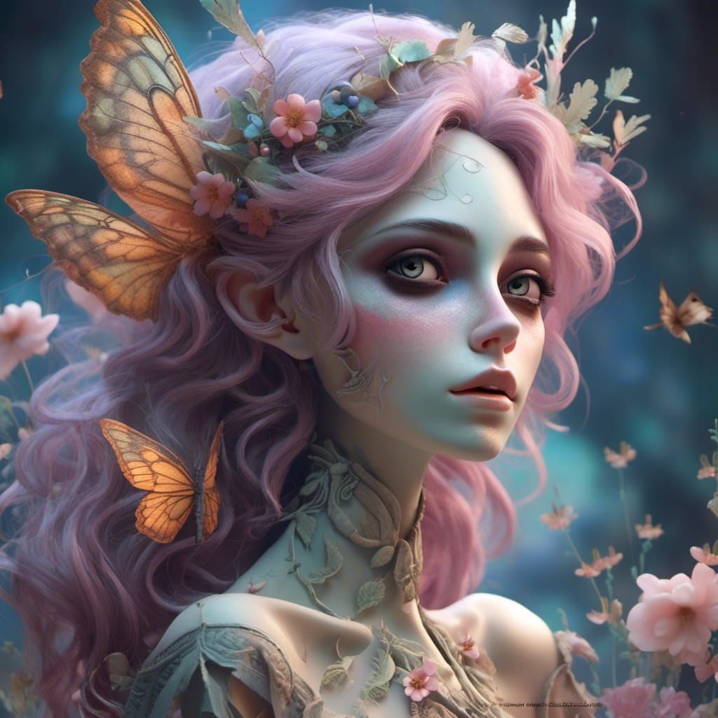 <lora:Dreamy Watercolor:1.0> goblin Impossibly beautiful with Smokey wispy hair softly disappating by Amy Brown and Anna dittman and Amanda...