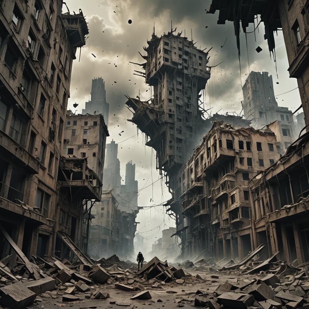 Apocalyptic Sci-Fi Scene Inspired by Surrealism