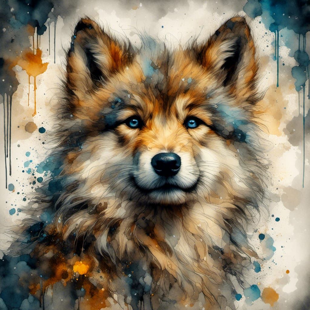 Golden wolf pup