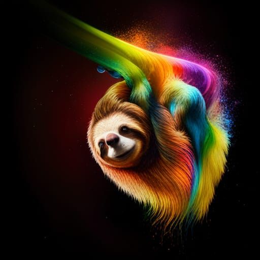 Rainbow Sloth 01 - AI Generated Artwork - NightCafe Creator