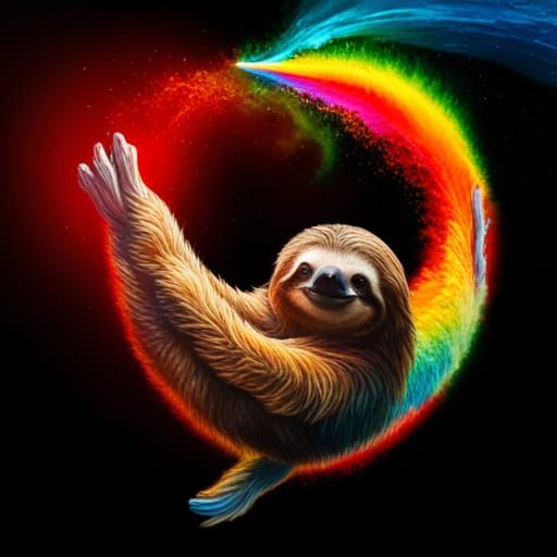 Rainbow Sloth 03 - AI Generated Artwork - NightCafe Creator