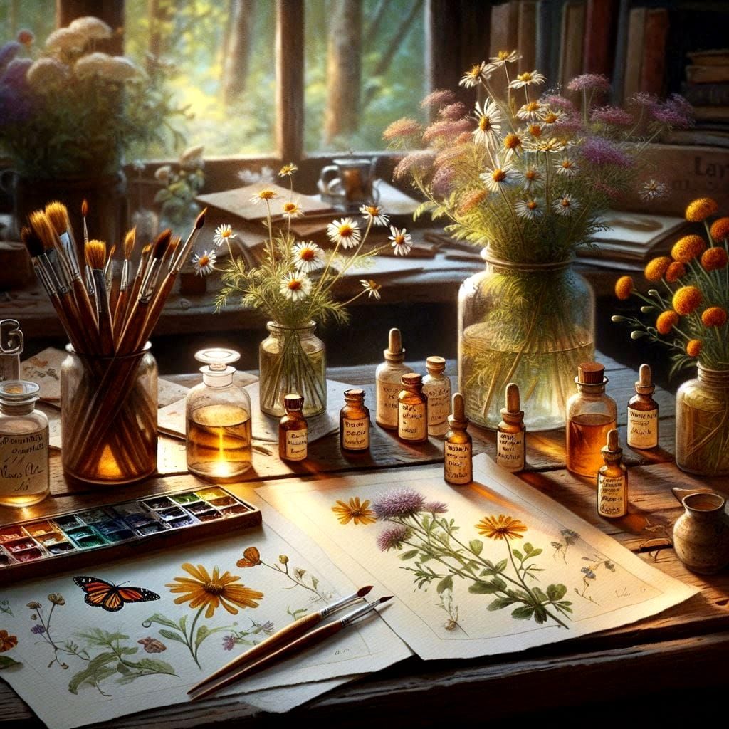botanical illustrator’s desk