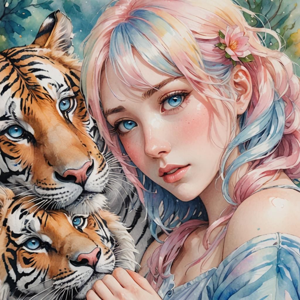 Girl and her companions